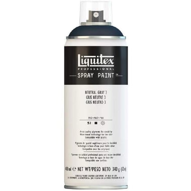 Liquitex All Purpose Interior-Exterior Spray Paint, Neutral Grey 3, 400.00 ml ( 14.08 oz ),