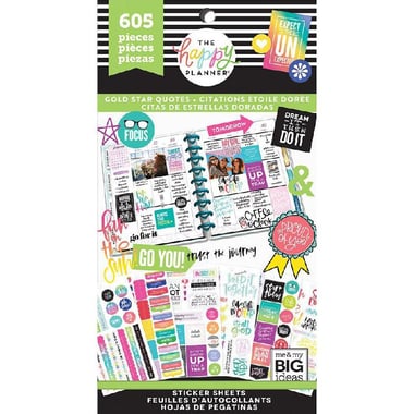 me & my BIG ideas Create 365 Stickers, Gold Star Quotes, Happy Planner, 30 Sheets (605 Pieces)