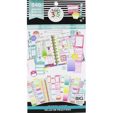 me & my BIG ideas Create 365 Stickers, Productivity, Happy Planner, 30 Sheets (540 Pieces)