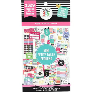 me & my BIG ideas Create 365 Stickers, "Mom Life is The Best Life" Happy Planner Sticker Sheets, 30 Sheets (1529 Pieces)