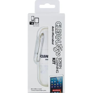 4Clean CLEAN Togo Antimicrobial Screen Cleaning Kit (White) Screen Cleaning Kit, Screen Cleaner: 8 ml;Cloth: 15 X 15 cm, White