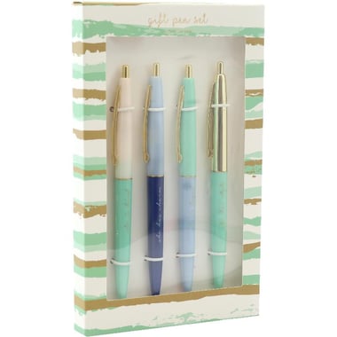 Gift Set Rollerball Pen, Blue Ink Color, Medium, Ballpoint, 4 Pieces