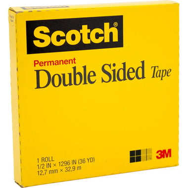 3M Scotch Permanent Double Sided Tape, 1/2" X 1296", Clear
