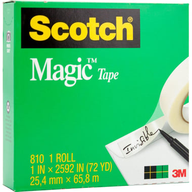 3M Scotch 810 Magic Tape, 1" X 2592", Clear
