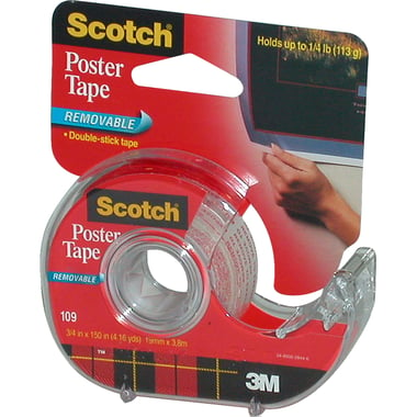 3M Scotch Poster Double Sided Tape, Removable, 3/4" X 150", Clear