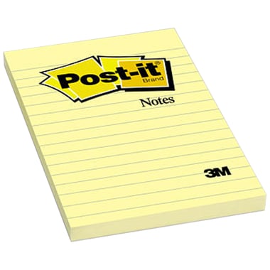 3M Post-it 660 Lined Self Stick Notes, Rectangle, 4" X 6", 100 Notes, Yellow