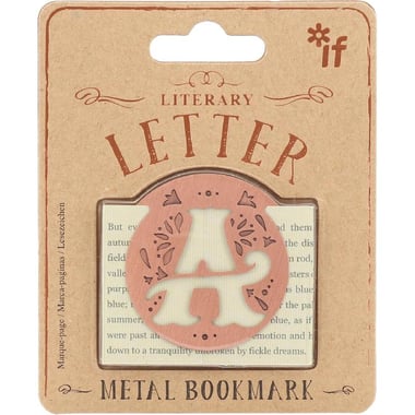 IF Literary Letters Bookmark Clip, "A" Etched Decorative Letter