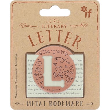 IF Literary Letters Bookmark Clip, "L" Etched Decorative Letter