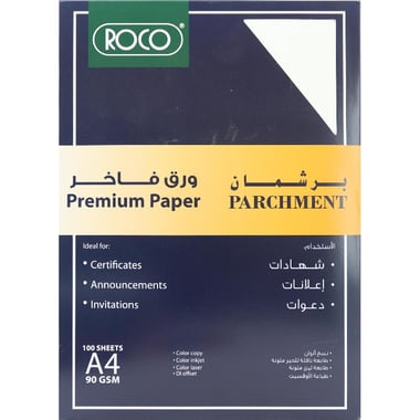 Roco Specialty Paper, Parchment, White, A4, 90 gsm, 100 Sheets