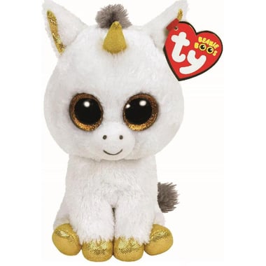 TY Beanie Boos Unicorn Pegasus Plush Toy, White/Gold, 3 Years and Above