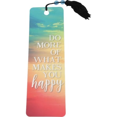 Antioch Beaded Bookmark, "Do More Happy", Laminated Board/String