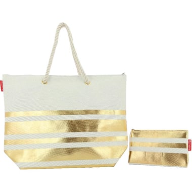 Tote Bag, White/Gold