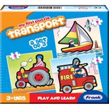 Frank Play and Learn My First Puzzle: Transport Picture Puzzle, Set of 3 - 15 Pieces, English, 3 Years and Above