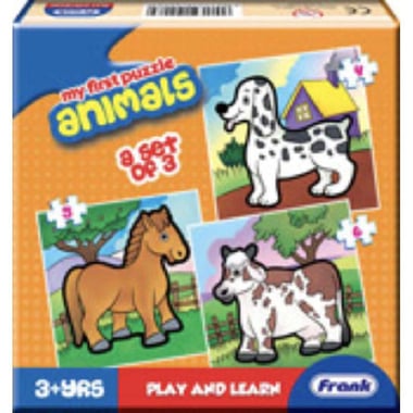 Frank Play and Learn My First Puzzle: Animals Picture Puzzle, Set of 3 - 15 Pieces, English, 3 Years and Above