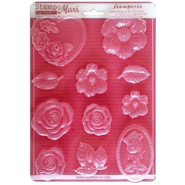 Stamperia Stampo Maxi, Mould, Roses, Clear