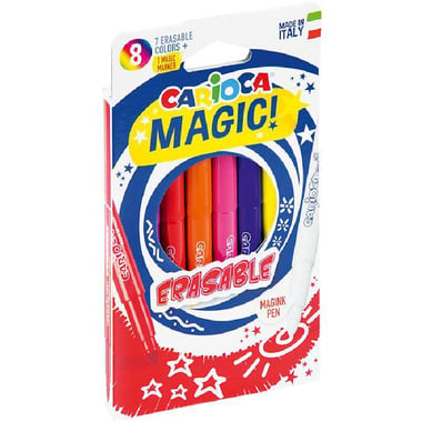Carioca Magic! Erasable Felt-tip Marker, Assorted Color, 7 Erasable Marker;1 Magic Marker