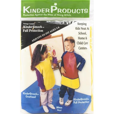 Peerless Plastics KinderProducts Kinder Smock - Overhead with Long Sleeves, Full Protection Art Apron, for Ages 3 to 6 Years (Preschool)