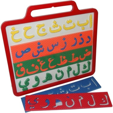 سبورة بيضاء مغناطيسية، حروف عربية مصنوعة من الفلين مع مقبض، الوان متنوعة/ ابيض