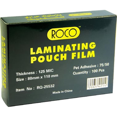Roco Thermal Laminating Film, 80 X 110 mm, 125 mic, Clear