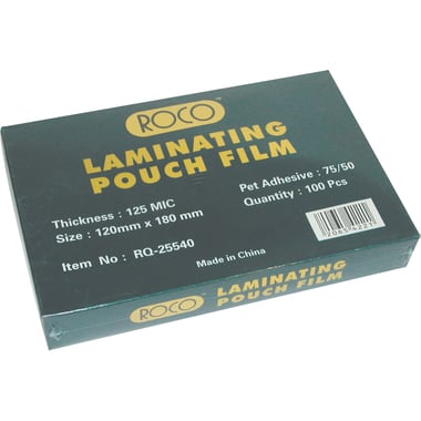 Roco Thermal Laminating Film, 120 X 180 mm, 125 mic, Clear