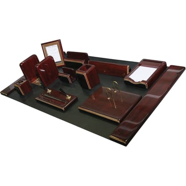 Desk Pro Designer Desk Set, 14 Components, Rosewood, Brown