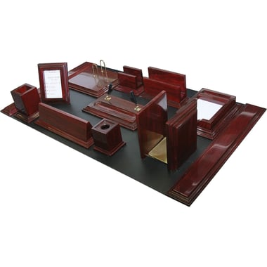 Desk Pro President Desk Set, 14 Components, Rosewood, Brown