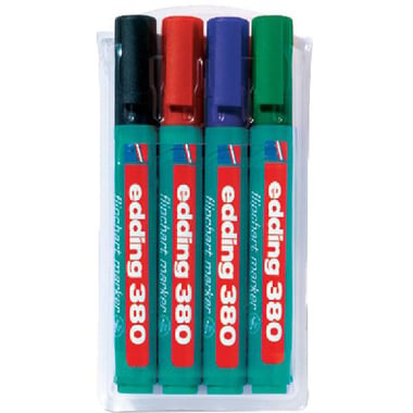 ايدنج 380 قلم ماركر للسبورة الورقية، 3 مم ‎-‎ 1.5 رأس  مستدير، أسود،أزرق،أخضر،أحمر