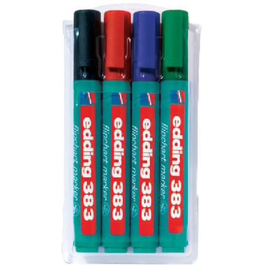 ايدنج 383 قلم ماركر للسبورة الورقية، 5 مم ‎-‎ 1 رأس  مشطوف، أسود،أزرق،أخضر،أحمر