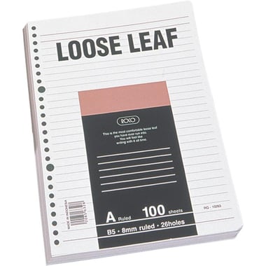 Roco Filler Looseleaf Refill Paper, B5, 200 Pages (100 Sheets)