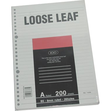 Roco Looseleaf Refill Paper, B5, 400 Pages (200 Sheets)