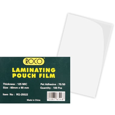 Roco Thermal Laminating Film, 60 X 90 mm, 125 mic, Clear