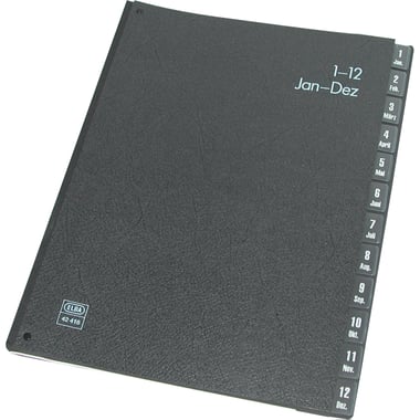 Elba Signature Book, Expandable, Jan - Dec Tab Type, 12 Dividers (Jan-Dec), A4, Black