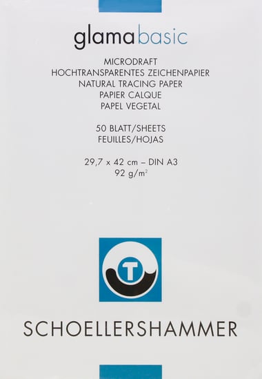 Schoellershammer GlamaBasic Tracing Paper, 90/95, 90 gsm, Clear, A3, 50 Sheets