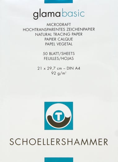 Schoellershammer GlamaBasic Tracing Paper, 90/95, 90 gsm, Clear, A4, 50 Sheets
