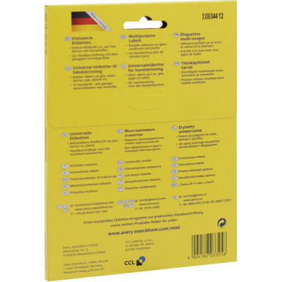 Avery Zweckform Multipurpose Labels, A6 - 38 X 24 mm, Rectangle, White, 522 Labels