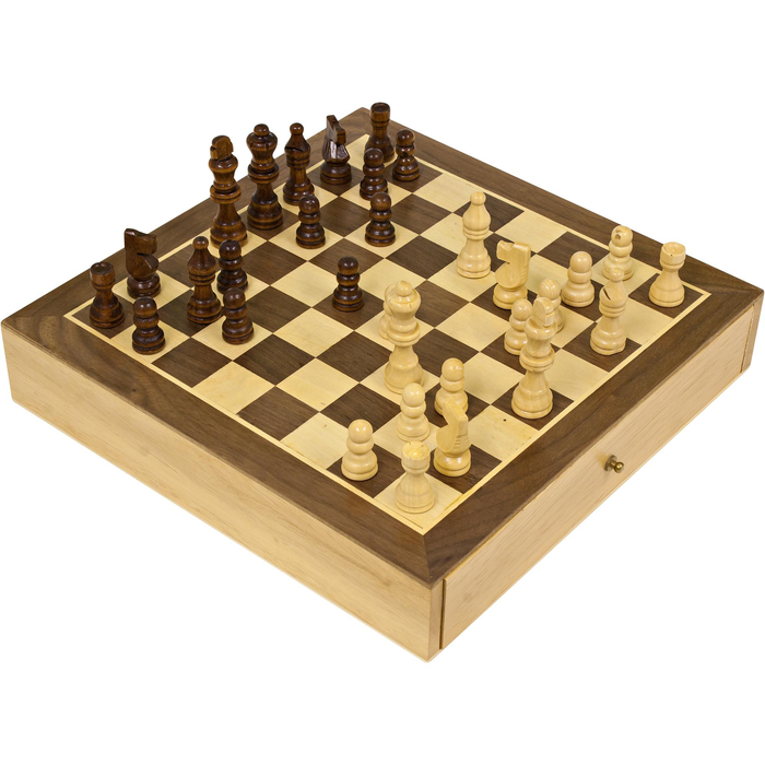 Folding Large Chess Wooden Set Chessboard Magnetic Pieces Wood Board Gift Toy ME 