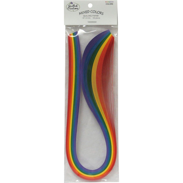 Quilled Creations Mixed Color Quilling Paper 100 Per Package 1/8-Inch Rainbow