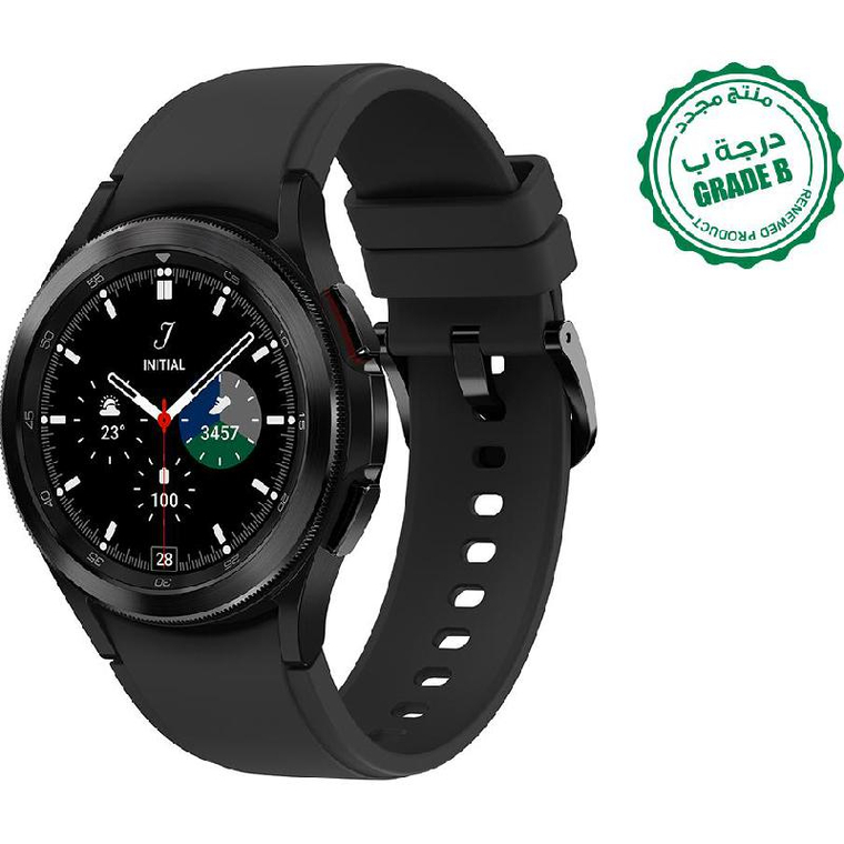 Renewed Grade B Samsung Galaxy Watch4 Classic, GPS, Black Stainless Steel Case/Ridge Sports Band