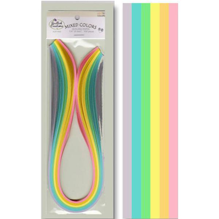 Quilled Creations Mixed Color Quilling Paper 100 Per Package 1/8-Inch Rainbow