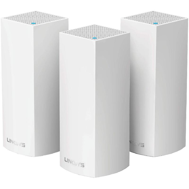 Linksys Velop (3-pack) Whole Home Mesh Wi-Fi, Wireless AC (802.11ac), Tri-Band (2.4 GHz/5 GHz/5 GHz), up to 64 Devices, 2 Port (LAN), White