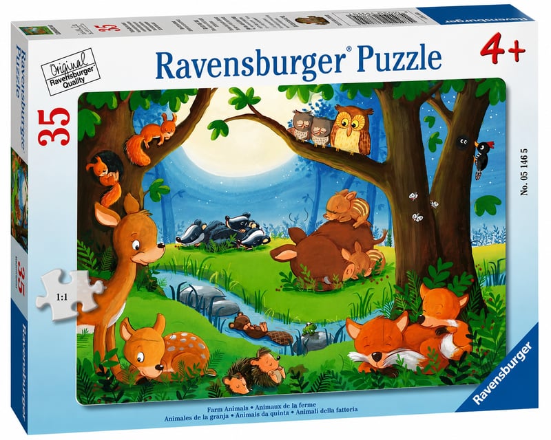 رافنسبورغر RVN51465,Sleepy Forest Animals / Nighttime Woodland Scene,ألغاز تركيب جيغسو,35,انجليزي,4 سنوات فما فوق
