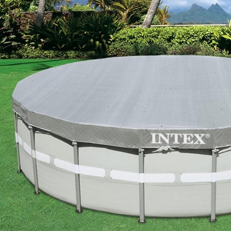 Intex Above-Ground Pool Cover 549 Cm×549 Cm×20 Cm,Drawstring,Grey